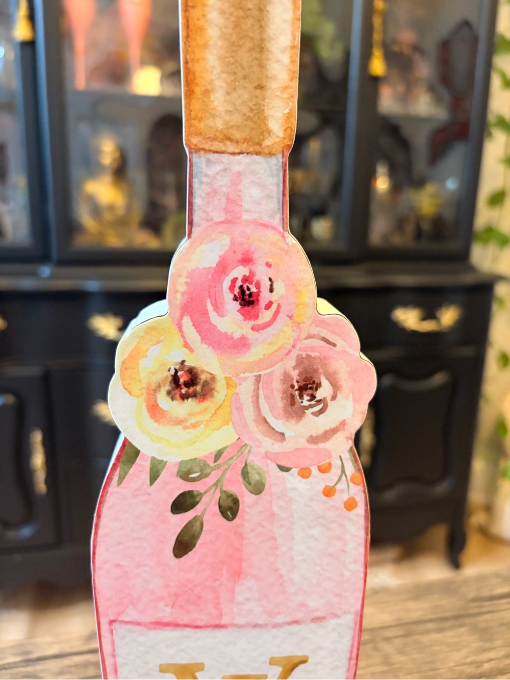 3D Inspired Pink Champagne Bottle Decorative Accent - Picture 5 of 9